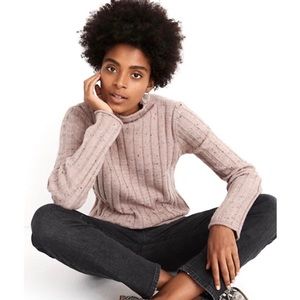 NEW MADEWELL PINK RIBBED KNIT TURTLENECK SWEATER